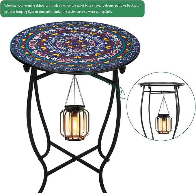 Fashion&cool Small Outdoor Side Table, 14" Round Patio Side Table, Weather Resistant Metal Desk End Table Side Table for Patio Yard Porch Balcony Garden Bedside, Plant Stand for Indoor Outdoor