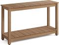 Stoog All-Weather Patio Console Table, 2-Tier Outdoor Table with Adjustable Feet, Never Fade or Rot, for Backyard, Deck, Entryway, and Garden, Teak