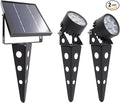 Legacy Mini 50X Twin Solar-Powered Spot Lights LED Spotlight Flag Pole Light (Warm White LED) for Outdoor Garden Yard Landscape Uplight Downlight, Waterproof, Black Finish