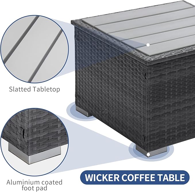 NICESOUL 11 Piece Extra Large Outdoor Furniture Sofa Set, Deep Wide PE Wicker Patio Modular Sectional with Side Tables, 29.3'' High Back Modern Luxury All-Weather Rattan Conversation for Outside, Gray