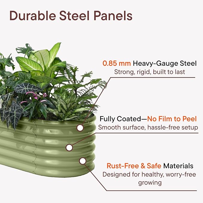 5-Pack 18” Tall Galvanized Raised Garden Beds – Everyday Kitchen Garden Layout, Fits 200 Sq Ft Patio or Backyard, 10x2x1.5 ft & 8x2x1.5 ft Metal Flower Bed for Herbs Vegetable-Brooklyn Grey