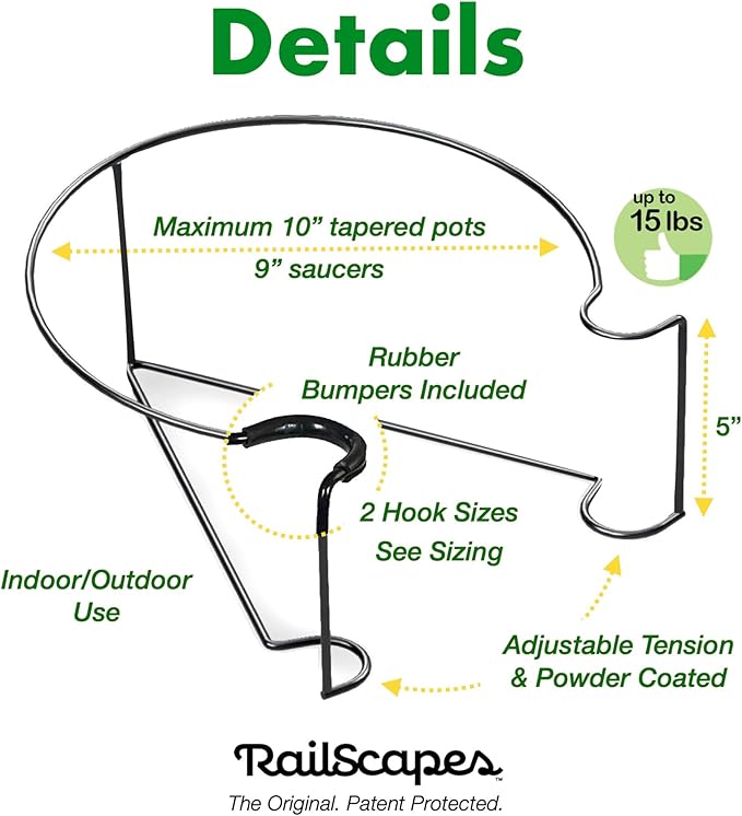 Railscapes Floating Railing Plant Clip for 1/2" - 3/4” Narrow Spindles, 3-Pack