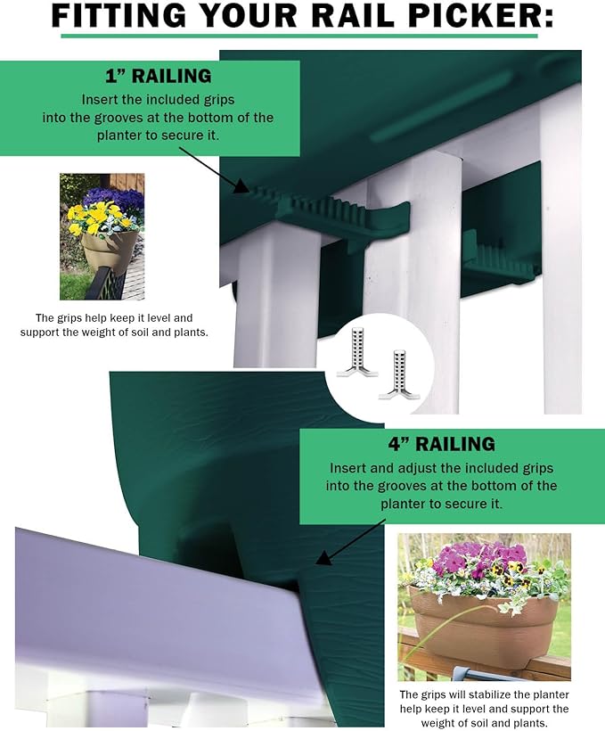 EMSCO Group Bloomers Railing Planter with Drainage Holes – 24" Weatherproof Resin Planter – Terracotta