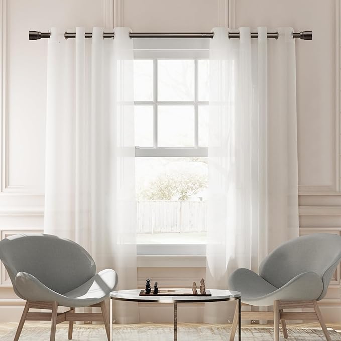 1” Diameter brown curtain rod Itself is 30 to 60 inch. 1 Pack Fits 30-54 inch Windows with Heavy Duty Adjustable brown curtain rods Splicing Metal Extra Long Curtain Rod