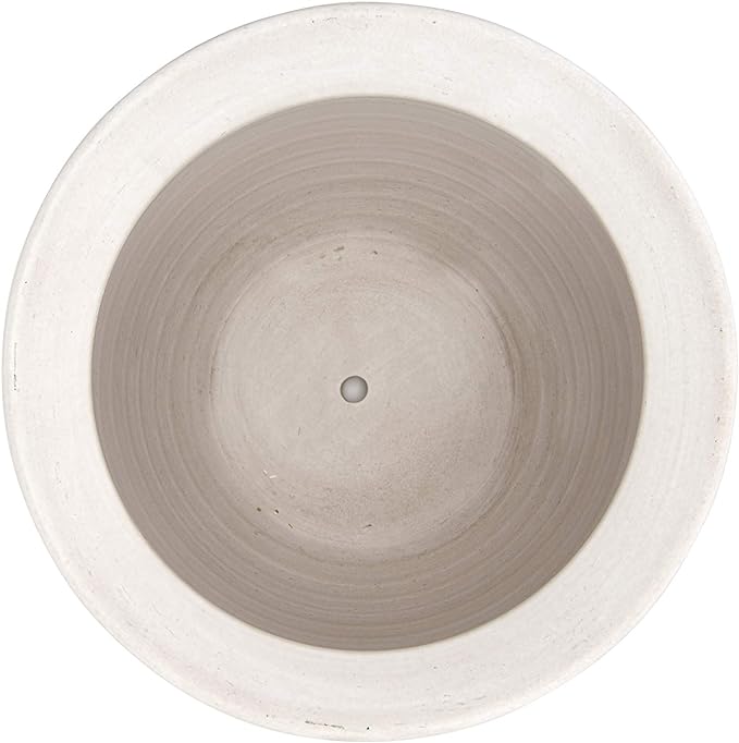 Creative Co-Op Large Matte White Embossed Stoneware Planter