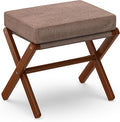 Foldable Foot Stool Ottoman, Modern Foot Rest with Bamboo X Legs & Thick Foam Cushion, Folding Foot Stools Small Padded for Bedroom Living Room, Footstool for Chair Couch (Brown - Brown)