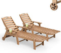 Lounge Chair Outdoor Set of 2, HDPE Chaise Lounge Outdoor, Pool Lounge Chair for Pool Poolside Deck Backyard Patio, Teak