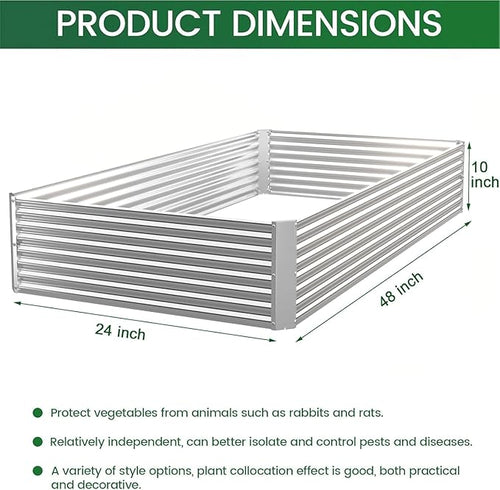 3 Pack Raised Beds for Gardening, Corrugated Galvanized Steel Raised Garden Bed, Outdoor Metal Above Ground Garden Bed for Vegetables and Flowers-4x2FT(Rectangular)