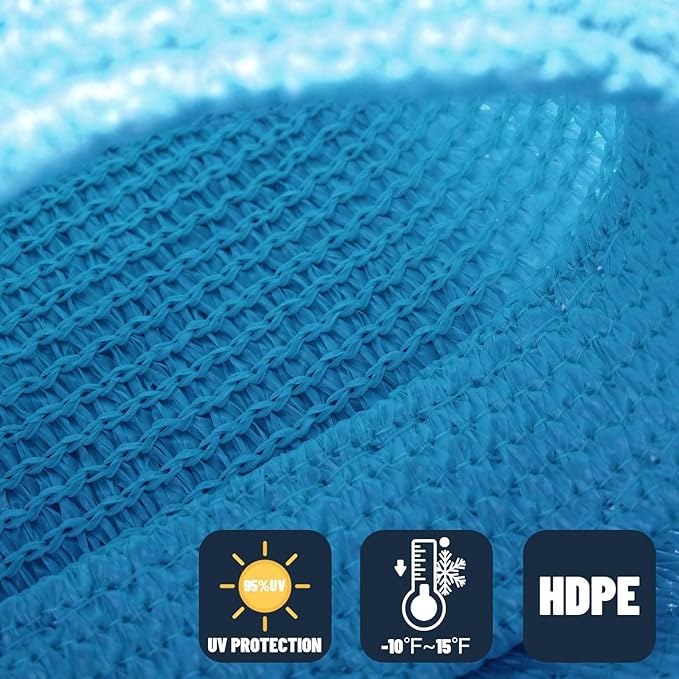 SUNNY GUARD Custom Size 13'x22' Rectangle Turquoise Blue UV Block Sunshade for Backyard Yard Deck Patio Garden Outdoor Activities and Facility(Customized)