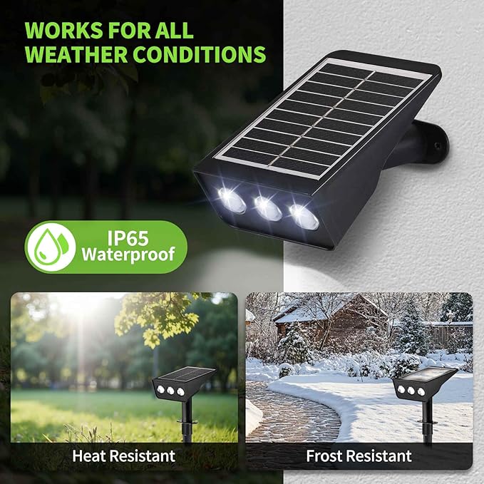 Solar Spot Lights Outdoor, Solar Landscape Spotlights Waterproof Adjustable Light House Lights Spot Light for Yard (4)