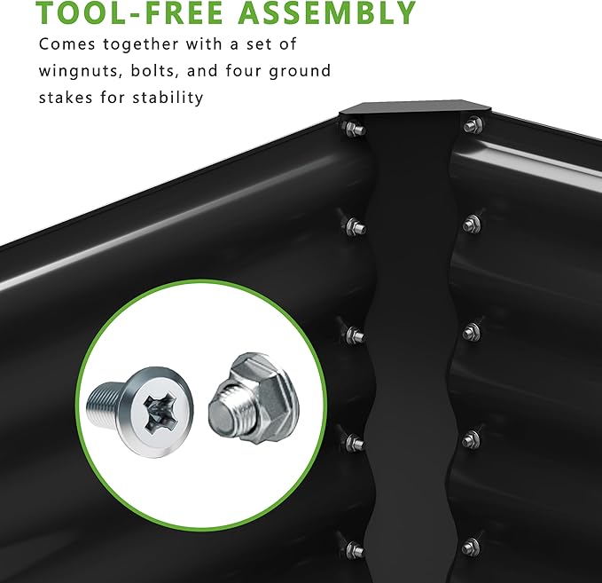 6x2x2FT Galvanized Raised Garden Bed,Planter Raised Beds-Metal Garden Box,Large Plant for Outdoor Planting, Vegetables Bed，Flower,herb-Black