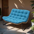Crestlive Products Patio Loveseat, All-Weather Rattan Large Furniture with Soft Cushions, Outdoor Loveseat for Balcony, Poolside, Backyard (Blue)