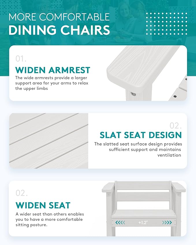 SERWALL 9-Piece Outdoor Dining Set, 60" - 83" Expandable Outdoor Dining Table and 8 HDPE Chairs, All Weather HDPE Outdoor Furniture Set for Backyard, Garden, White
