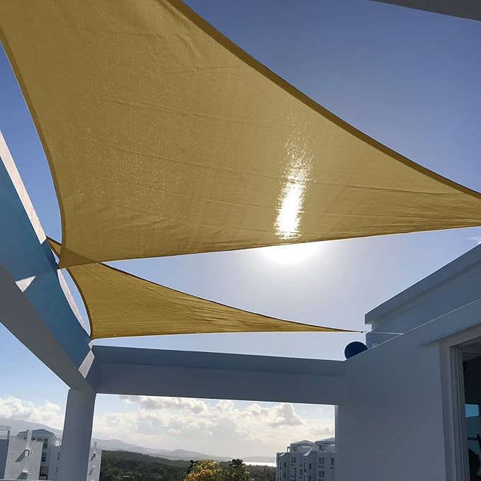 SUNNY GUARD Custom Size 19'x24'x30.6' Triangle Sand UV Block Sunshade for Backyard Yard Deck Patio Garden Outdoor Activities and Facility(Customized)