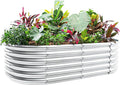 Land Guard 4×2×1.5ft Galvanized Raised Garden Bed Kit, Galvanized Planter Garden Boxes Outdoor, Oval Large Metal Raised Garden Bed for Vegetables……… (Classic Silver