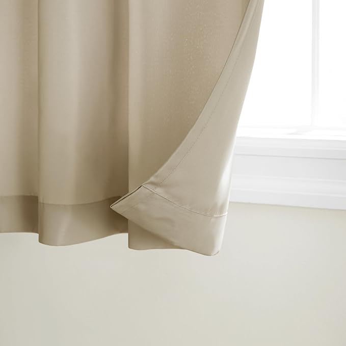 TOWN & COUNTRY BASICS Cabana Solid Heavyweight Indoor Outdoor Curtains, Light Filtering Opacity with Grommet Top, Water Repellent, 2-Pack Set, 54"x108", Taupe