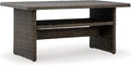 Signature Design by Ashley Brook Ranch Casual Outdoor Multi-use Table with 1 Fixed Shelf, Dark Brown & Gray
