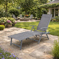Kozyard Aluminum Outdoor Chaise Lounge Chair, Adjustable Reclining Patio Lounge with Drink Holder, Weather-Resistant Pool, Deck & Yard Recliner,Assemble-Free, Gray (Gray)