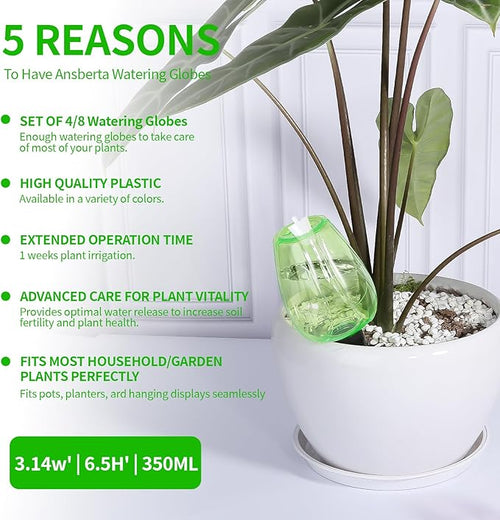 8 Pcs Plant Watering Globes Self Watering Planter Insert Plants Top Fill Water Device Plastic Water Bulbs Slow Release Terracotta for Plants, Green