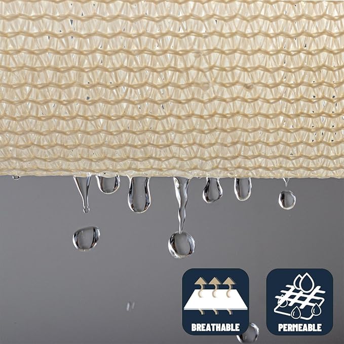 SUNNY GUARD Custom Size 12'x24' Butter Cream Sun Shade Sail Rectangle UV Block Shade for Backyard Yard Patio Deck Garden(Customized)