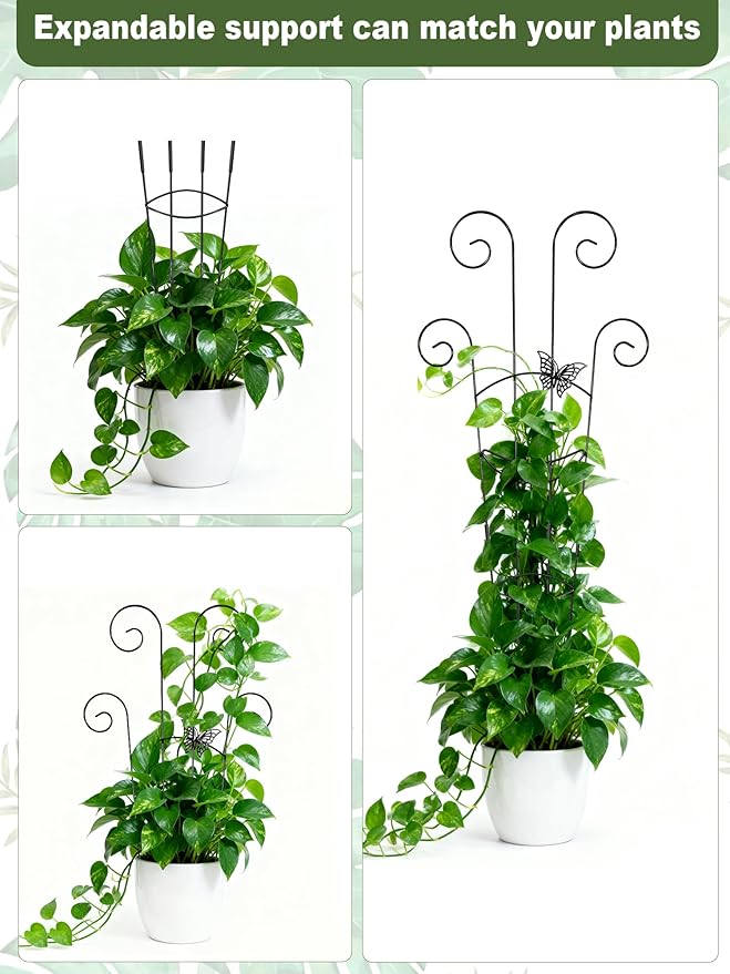 Metal Butterfly Trellis for Climbing Plants Indoor, 4 Pack 30 Inch Taller Garden Trellis for Potted Plants, Monstera Plant Support Stakes for Ivy Pothos Hoya Flower Outdoor (Black)