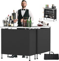 VINGLI 39" Portable Bar Table, 3-Tier Shelves, Mobile Bar Table for Events, Party, Camping, Picnic, Tradeshow, Indoor with Black Skirt(1 Pack) (2, 39")
