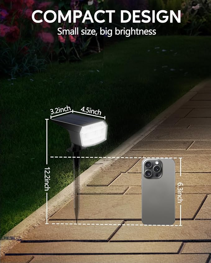 HIBOITEC Solar Spot Lights Outdoor 59LED Landscape Lights Solar Powered Uplights Waterproof Adjustable Brightness Dusk to Dawn for Outside Garden Yard Trees 4 Packs Cool White