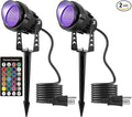 Color Changing Spotlight with Timer, 12W RGB Color Changing Spot Lights, LED IP65 Landscape Waterproof Outdoor Lights, Metal Case Spiked Stand for Garden Houses Trees Decorative(2 Pack)