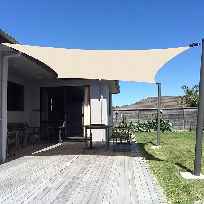 SUNNY GUARD Custom Size 6'x9' Butter Cream Sun Shade Sail Rectangle UV Block Shade for Backyard Yard Patio Deck Garden(Customized)