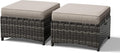 Joyside Outdoor Ottoman Set of 2, Patio Large Ottoman Foot Rest with Thickened Cushions, Outdoor Wicker Foot Stool for Porch, Deck Use