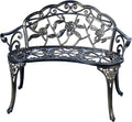 Patio Balcony Bench Double Seat, Anti-Rust Cast Aluminum Patio Garden Bench for Park Yard Outdoor Furniture Copper.1