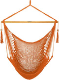 JoyView Hammock Chair with Spreader Bar Caribbean Hammock Swing Chair 300 LBS Weight Capacity XL Rope Hanging Chair for Outdoor Indoor Garden Yard - Orange