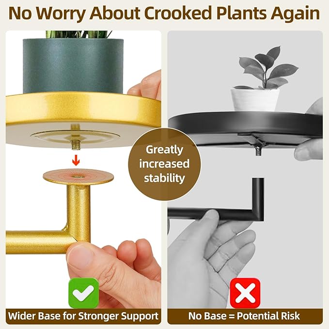 Rotating Window Plant Shelves with Adjustable Knobs, 4 Tiers Metal Wall Shelf for Plants Indoor, Sturdy Hanging Plant Holder, Window Wall Decor & Gardening Gifts (Golden)