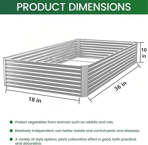3 Pack Raised Beds for Gardening, Corrugated Galvanized Steel Raised Garden Bed, Outdoor Metal Above Ground Garden Bed for Vegetables and Flowers-36x18Inch(Rectangular)