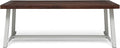 Outdoor Eight Seater Iron Dining Table, Dark Brown and White Finish