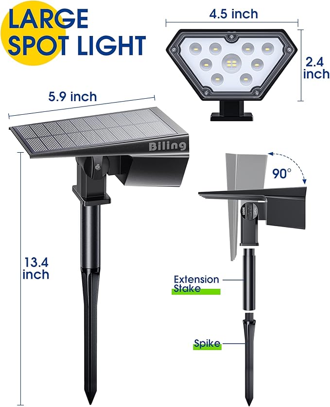 Biling Solar Spot Lights Outdoor, Bright 700 Lumen Solar Lights Outdoor Waterproof IP67 for House Patio Pathway Yard Garden Driveway Pool - White(4 Pack)