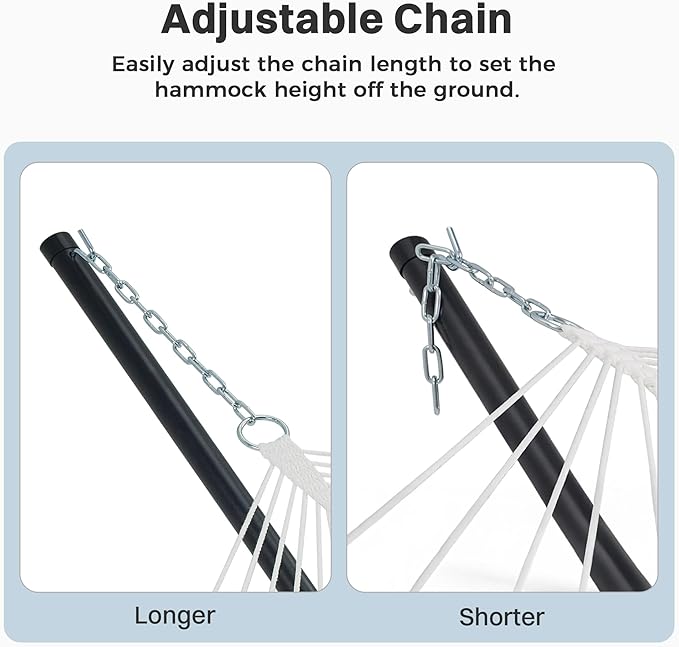 SUPERJARE Hammock with Stand, 2 Person Heavy Duty Hammock Frame, Detachable Pillow & Strong Curved-Bar & Portable Carrying Bag, Perfect for Outdoor & Indoor - Gray