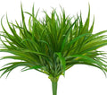 6Pcs Artificial Grass Fake Plants 17.3in 16 Leaves Outdoor Fake Grass UV Resistant Greenery Plastic Plants for Home Window Garden Office Patio Hanging Planter Pathway Front Porch Décor