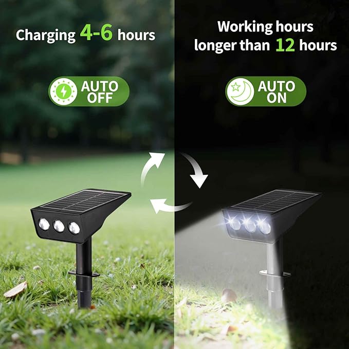 Solar Spot Lights Outdoor, 6 Pack Solar Landscape Spotlights 3 Lighting Modes IP65 Waterproof Adjustable Light House Lights Spot Light for Yard