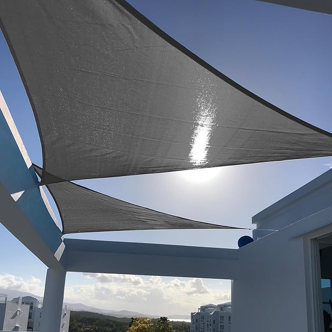 SUNNY GUARD Custom Size 15'x18'x18' Triangle Dark Grey UV Block Sunshade for Backyard Yard Deck Patio Garden Outdoor Activities and Facility(Customized)