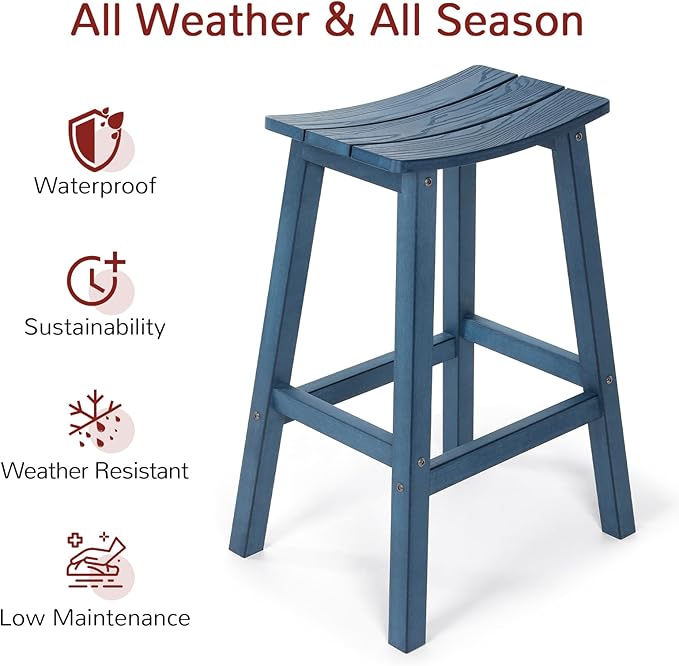 Stoog All-Weather Outdoor Bar Table, Patio Counter Height Bar Tables with Waterproof Top, Never Fade or Rot, for Balcony, Backyard, Porch, and Poolside, Blue