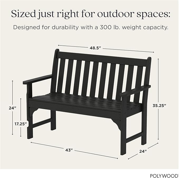 POLYWOOD GNB48BL Vineyard 48" Bench, Black