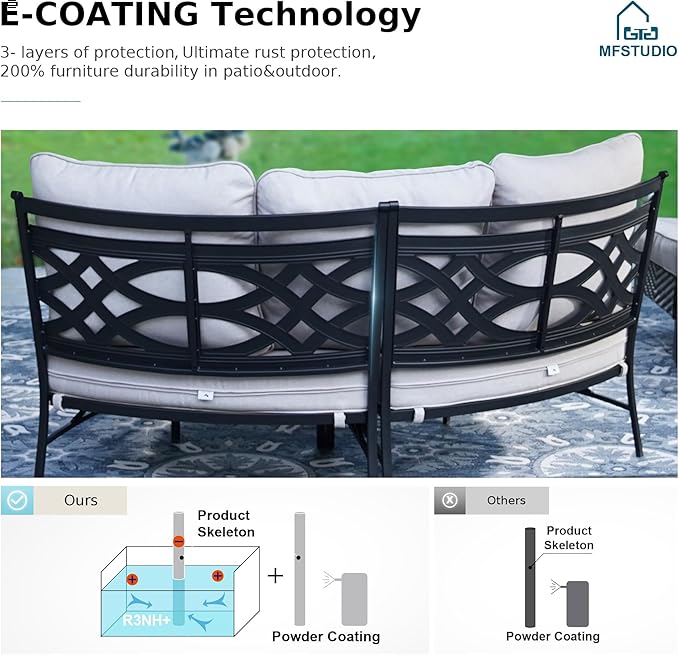 MFSTUDIO Patio Furniture Set, 6 Seats Half-Moon Curved Outdoor Sectional Sofa Conversation Set, Woven Rattan Patio Couch for Backyard, Garden, Deck