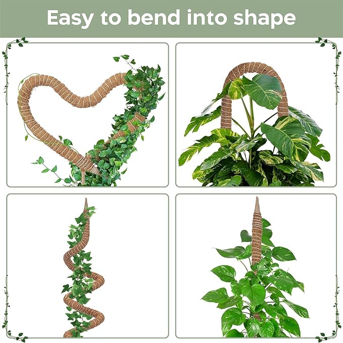 63'' Bendable Moss Pole Monstera Plant Support for Large Climbing Indoor Plants - Stakes for Potted Climbers - Tall Sticks Indoor Trellis for Houseplants - Accessories for Monstera Pot