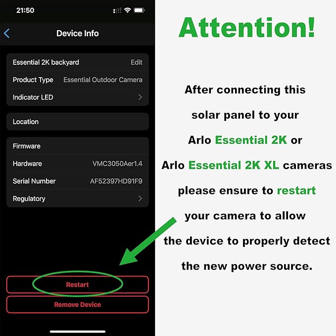 Solar Panel for Arlo Essential/XL Spotlight Cam (1st Gen), Essential 2K/2K XL (2nd Gen，3rd Gen), with 13FT Micro USB & Type-C Cables, 360° Adjustable Aluminum Mount, 1 Pack