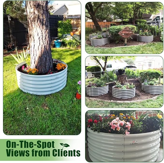 A ANLEOLIFE 6-Pack 4X4X1.5ft & 6X2X1.5ft Deep Root Galvanized Raised Garden Beds Outdoor for Planting Vegetables Flowers Herb, Quartz Grey