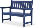 LUE BONA Outdoor Bench, 2-Person HDPS Garden Bench, Outdoor Benches Weatherproof, All-Weather Fade/Rot Resistant Patio Bench for Park, Front Porch, Backyard (Navy)