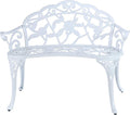 Patio Balcony Bench Double Seat, Anti-Rust Cast Aluminum Patio Garden Bench for Park Yard Outdoor Furniture White.1