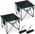 FUNDANGO Oversized Camping Stool for adults, 2 Pack Thick Padded 18.1 Inch Folding Ottoman Foot Rest, 440 Lbs Heavy Duty Outdoor Camp Chairs with Anti-Slip Foots & Carry Bag for Fishing Travel (Black)