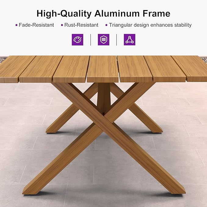 PURPLE LEAF 13 Pieces Oversized Patio Dining Set with Outdoor Aluminium Dining Table and Woven Chairs Modern Metal Furniture Cushions Sets for Garden Yard Indoor Decor Kitchen Teak